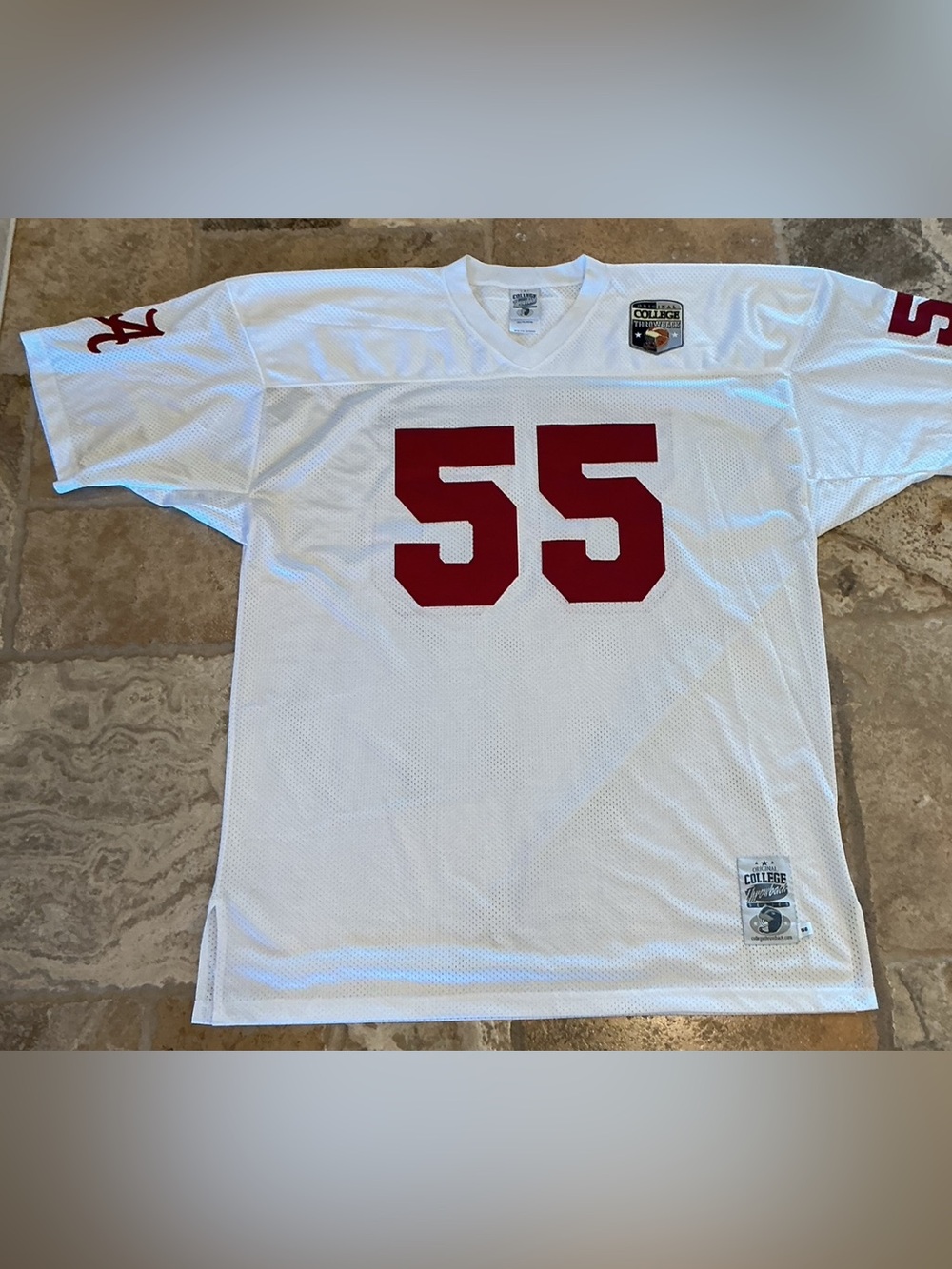 White Football Jersey with Red Number 55